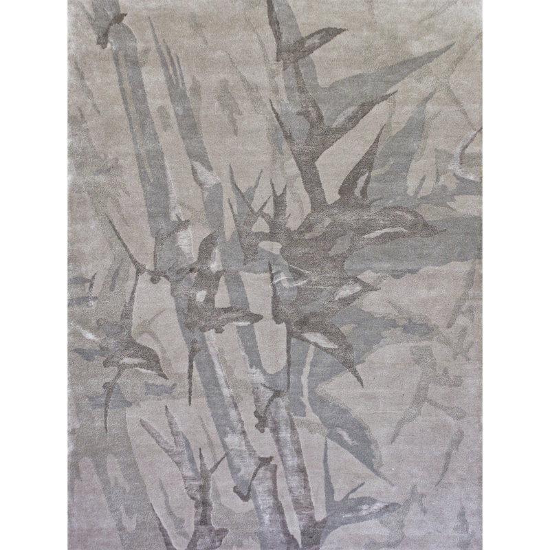 Abstract Area Rug in Gray/Beige/Brown, Rectangle 9' x 12'