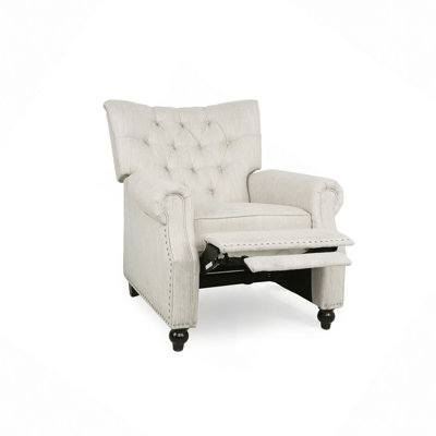 Button Tuffted Heavy Duty Manual Reclining Sofa , Seating, Pushback Recliner Chair Armchair Push Back Recliner With Rivet Decoration Single Sofa Accent Chair For Living Room