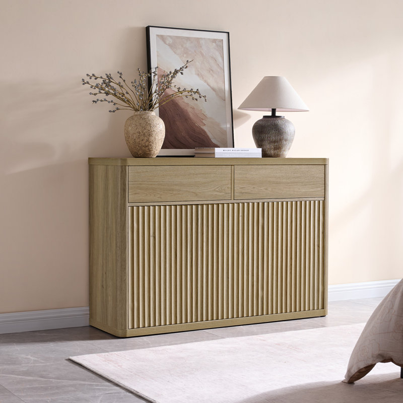 Cesiro 50.15''W Storage Sideboard With 2-Draw And 3-Door, Natural Oak, 1