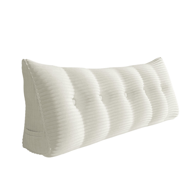 Lit à dossier assis en velours côtelé confortable, tête de lit, coussin de lecture, dossier triangulaire, compression, Blanc