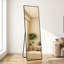 Miroir pleine longueur 59 po x 16 po en alliage d'aluminium, miroir mural ou sur pied avec support-1603456043-1603456042-1603456044
