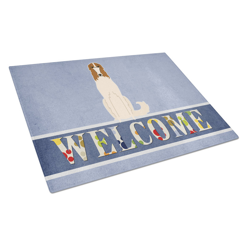 Caroline's Treasures Welcome Dog Glass Borzoi Cutting Board