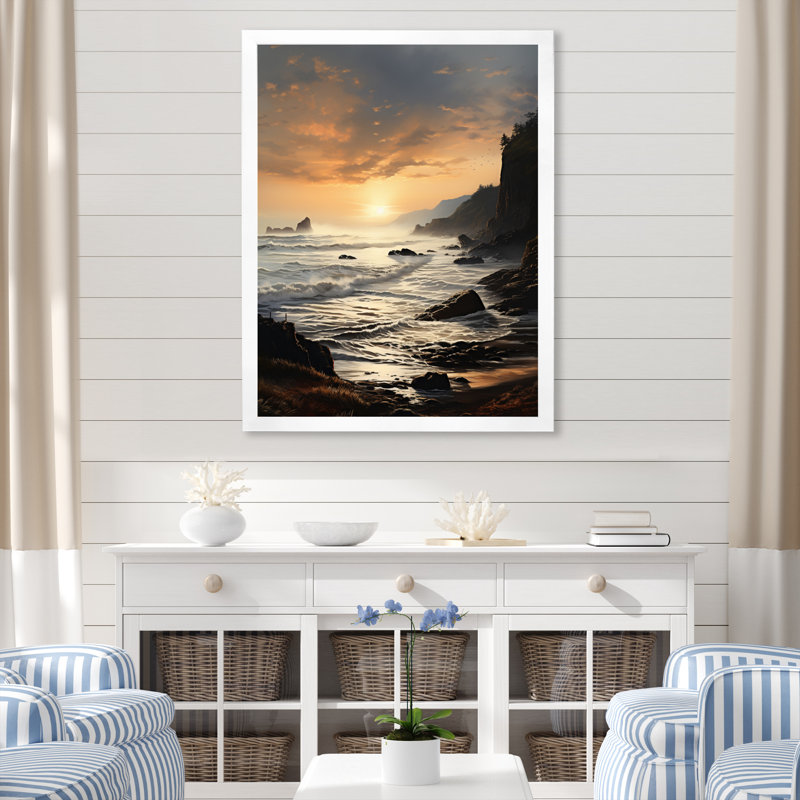 «Beach Photo Serene Shores», reproduction d'art sur toile encadrée, H 44 po x l 34 po x P 1,5 po, Blanc