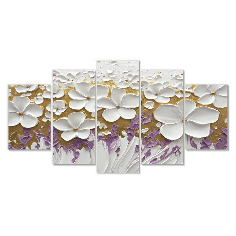 Wildflower Pure Bloom I - Wildflowers Wall Art - ensemble d'art mural traditionnel 5 pièces
