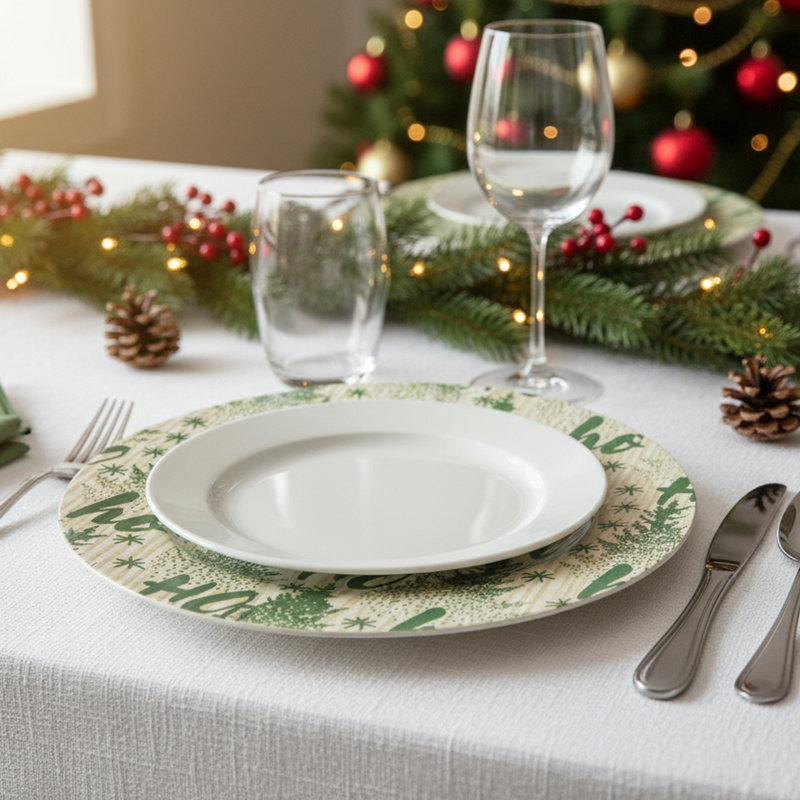 Assiette de présentation en bambou vert Ho Ho Ho - Lot de 6, Green