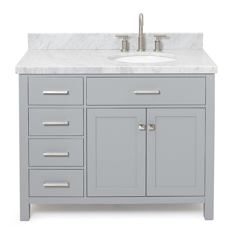 Macnair 42" Single Bathroom Vanity with Carrara White Marble Top, Gray
