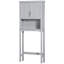 Armoire de rangement moderne au-dessus de la toilette, organisateur de salle de bain à double porte avec tablette réglable intérieure et tablette ouverte
