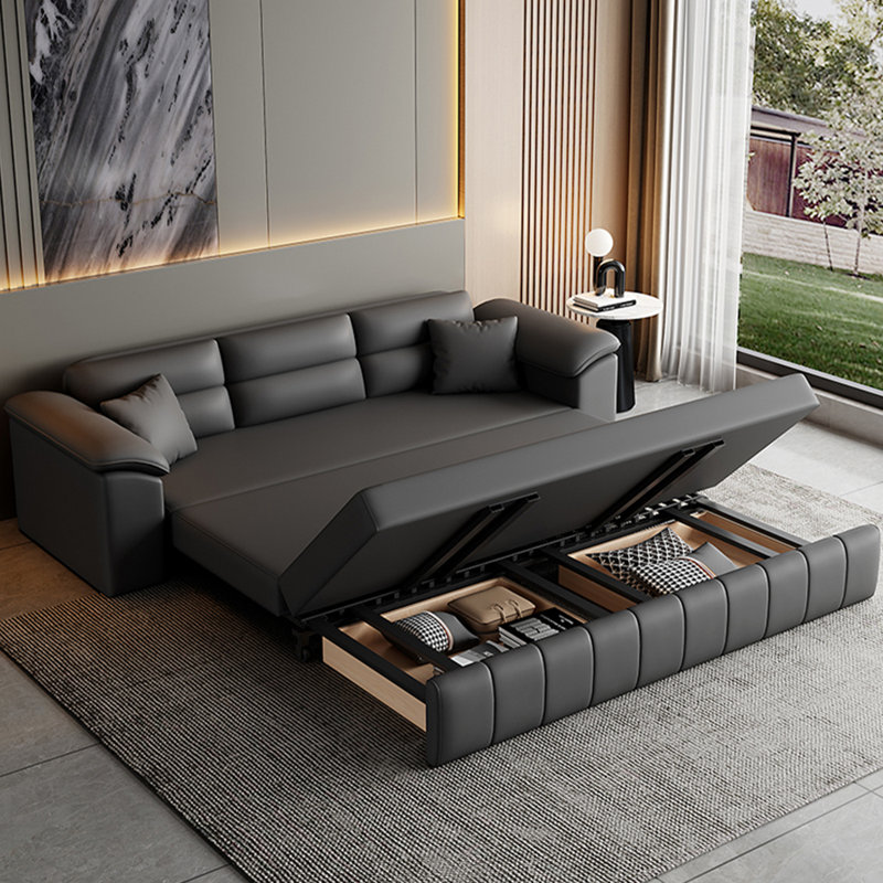 Canapé de salon simple en cuir moderne avec rangement extensible résistant aux égratignures, 33." H x 74.8" W x 33.1" D