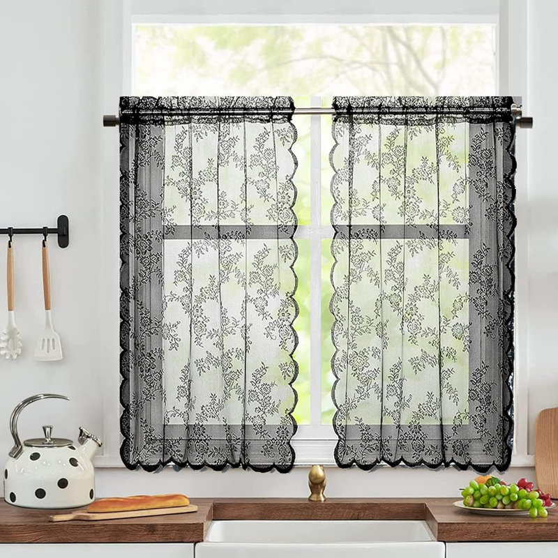Rideaux transparents noirs - 38 po de largeur Old Fashion, L 39 po x L 55 po