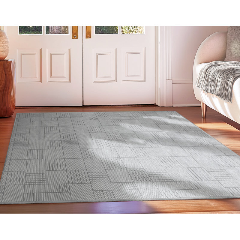 Kehr Modern Geometric Grey Art Flatwoven Rug – Easy Clean & Durable, Rectangle 5' x 3'3"