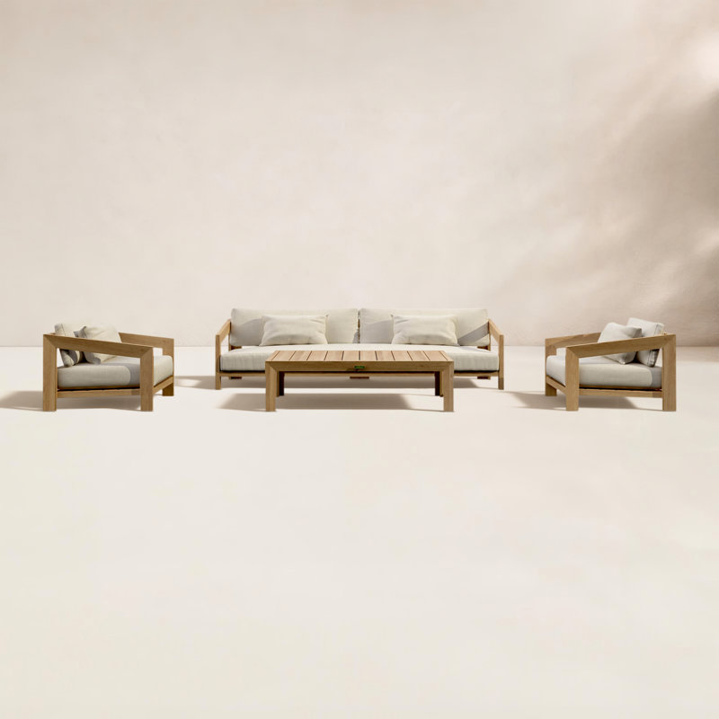 Smyrna Outdoor 4 - Piece Teak Conversation Set