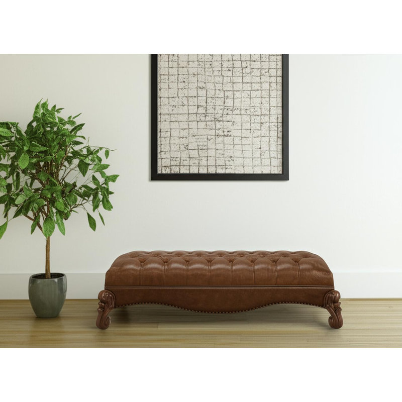 Banc rembourré 65 po en similicuir touffeté brun 65 po