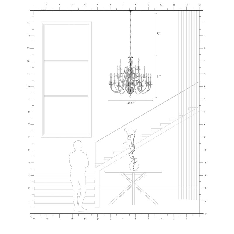 Perrone 21 - Light Solid Brass Dimmable Tiered Chandelier