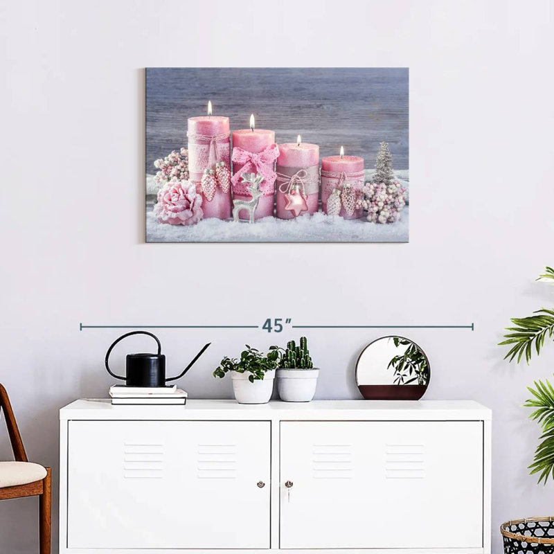 Pink Advent Candles, 20" H x 30" W
