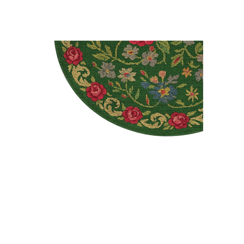 Tapis vert tissé à motif floral lavable Mosso, 4'11" x 4'11"