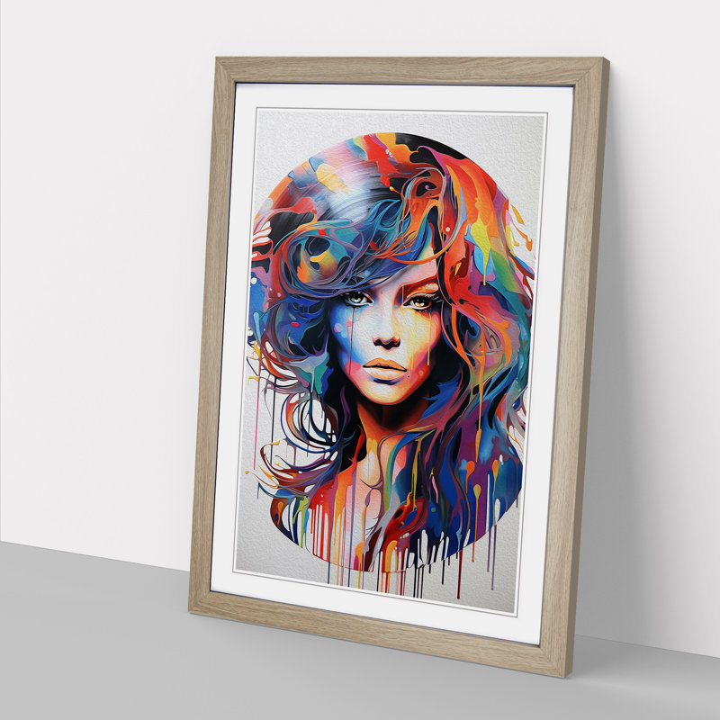 Vinyl Record Informel - Single Picture Frame Print on Wood, 46cm H x 34cm W x 2cm D, Oak