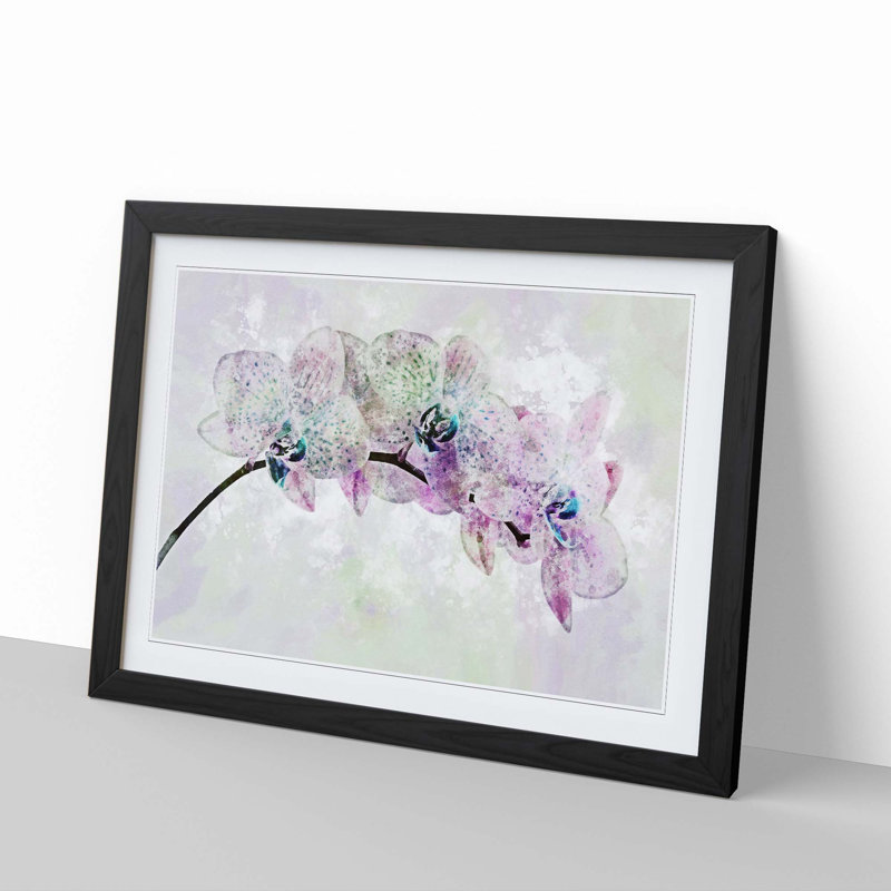 Colourful Orchids in Abstract - Picture Frame Graphic Art Print, 27cm H x 36cm W x 2cm D, Black Framed