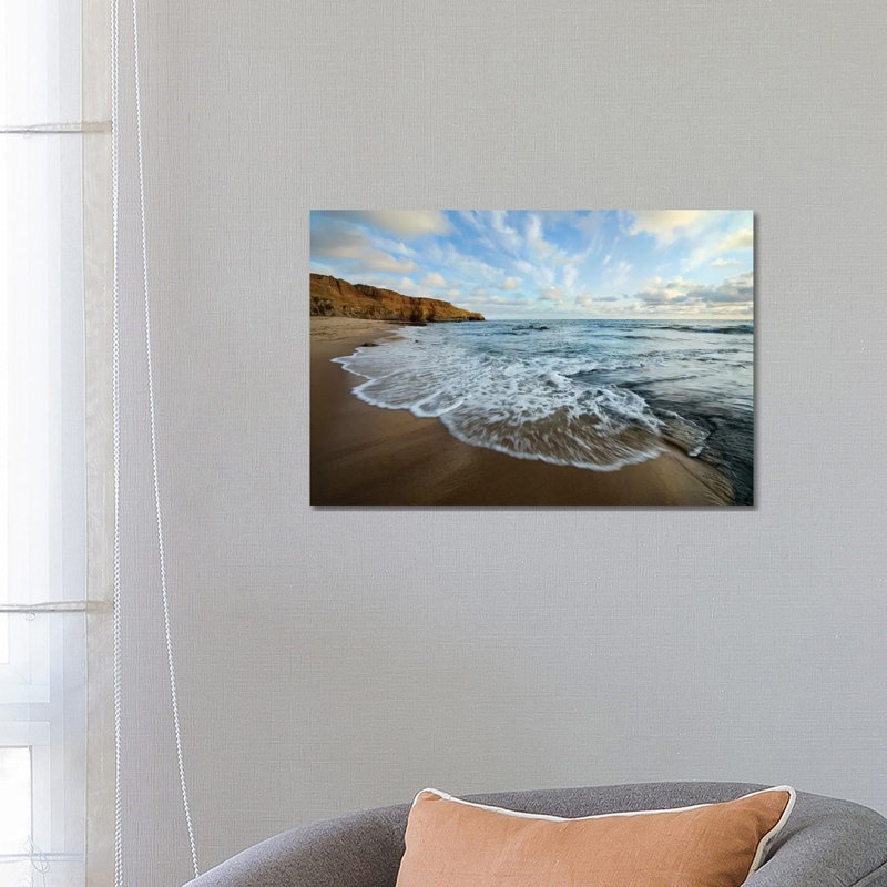 États-Unis, Californie, San Diego. Plage au coucher du soleil au parc des falaises - Estampe numérique sur toile tendue avec châssis