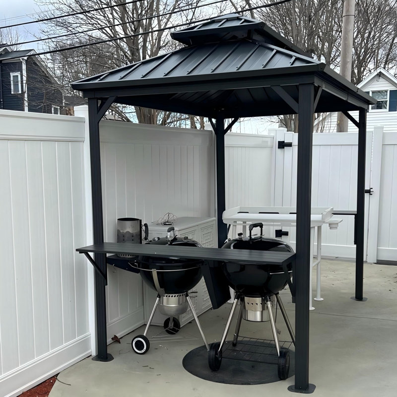 Metal Patio Aluminum 6' X 8' Hardtop Grill Gazebo with Double Galvanized Steel Roof for BBQ, 6' x 8'