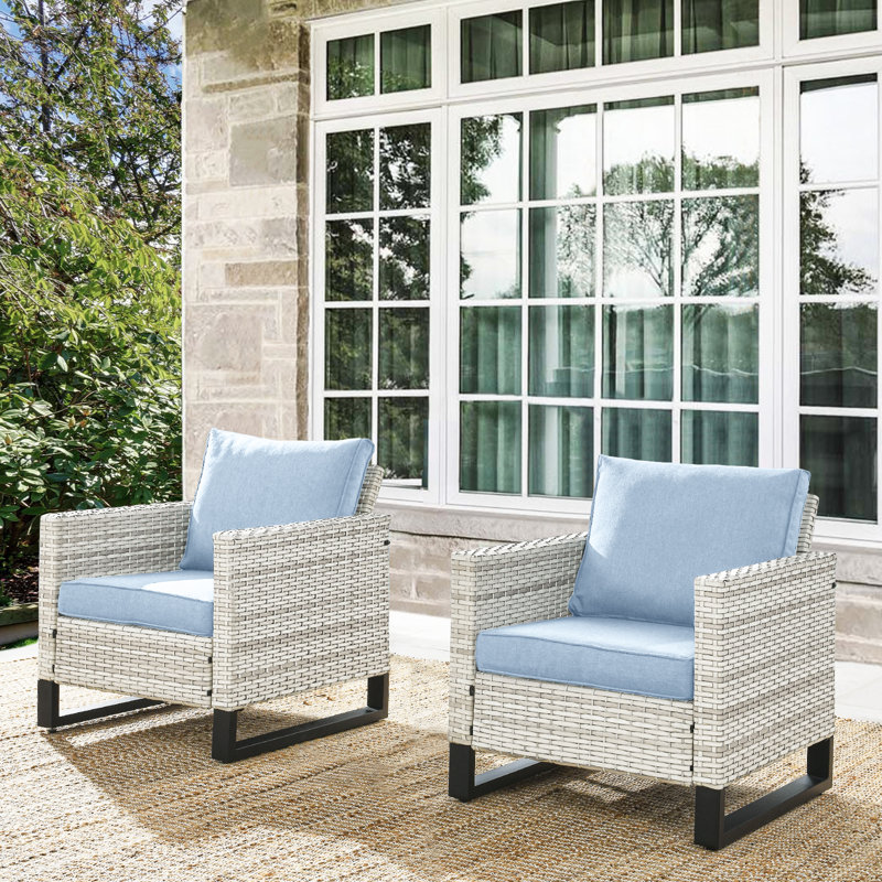 Ingvald Outdoor Lounge Chair, Light Gray, Baby Blue