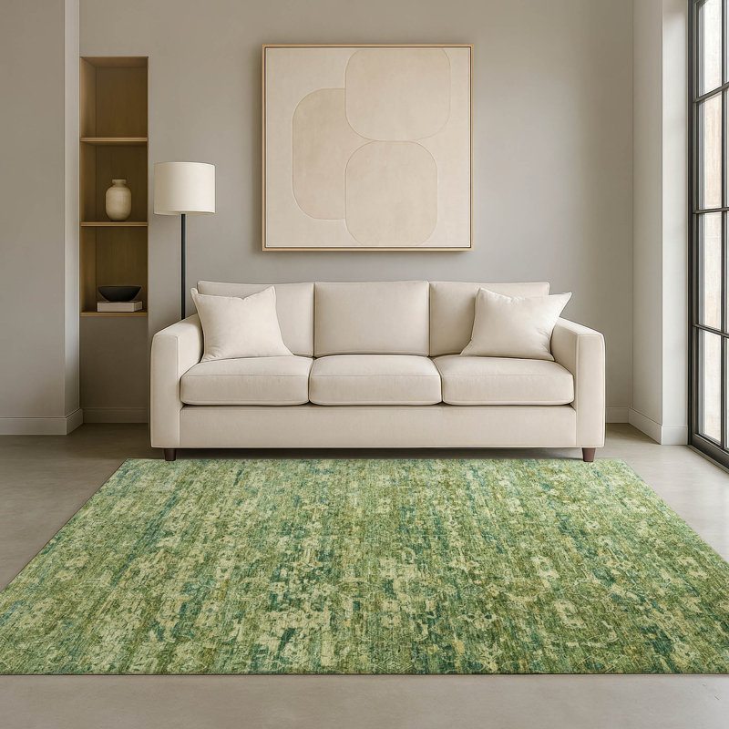 Premium Machine Washable Mayfield AMF2324 Ikat Rug, Olive, 5' x 7'6"