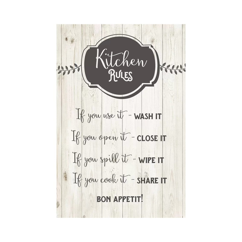 Kitchen Rules by Amanda Murray - Print on Canvas, 101.6cm H x 66.04cm W x 3.81cm D, Wrapped Canvas