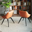 Table basse ronde moderne avec rangement et 2 chaises de salle à manger en polyuréthane, conception rayée en anneau pour la cuisine et la maison, peu encombrante et élégante-2109895675