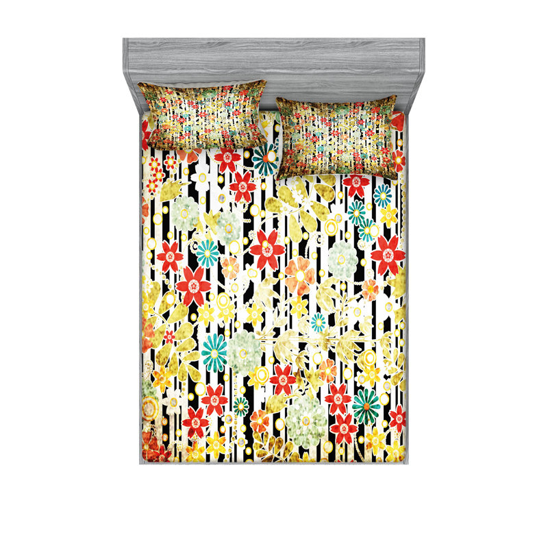 Multicolore drap-housse et coussin décoratif Ambesonne, Ensemble de draps pour très grand lit californien