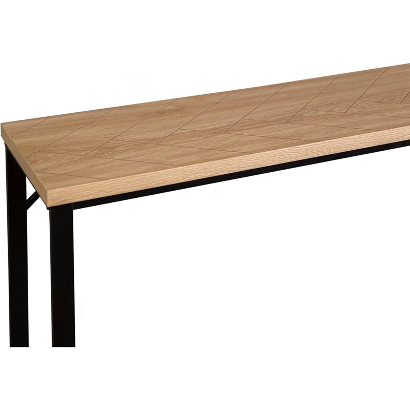 Console Bali Modern avec plateau en bois naturel et pieds en métal noir
