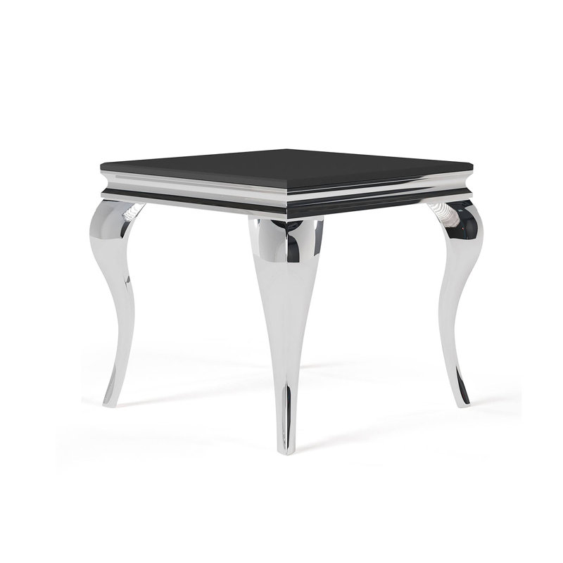 24" W Glam End Table, Black, Black