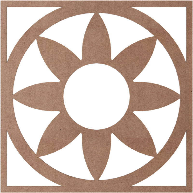Médaillon de plafond en bois Blume, Bois (qualité peinture), H 32 po x l 32 po x P 0,38 po