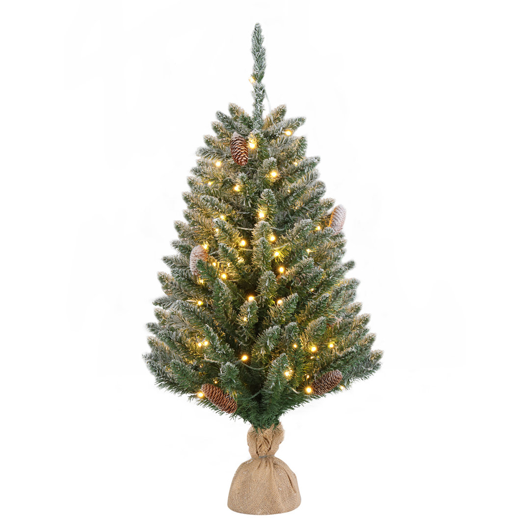 Künstlicher Weihnachtsbaum 90 cm Grün mit LED-Leuchten in Orange mit Ständer