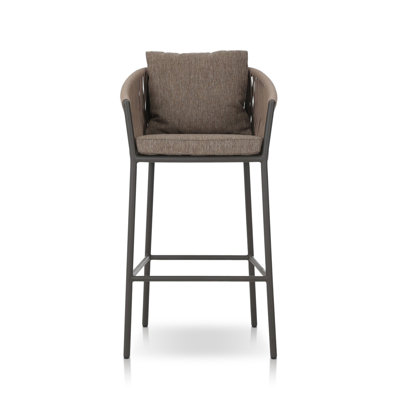 Tabouret de patio en teck avec coussin