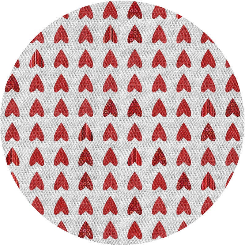 Laine abstraite artisanale en laine et polyester rouge/gris Tapis décoratif, Rond 6 pi x 6 pi