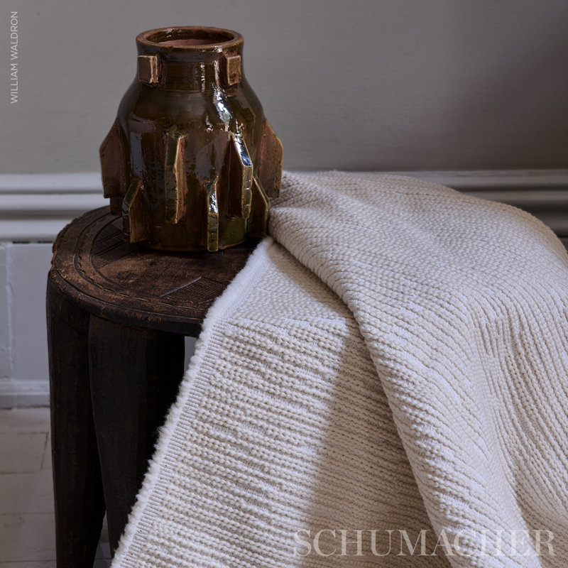 Schumacher x Patterson Flynn Anni Textured Wool Fabric, Ivory
