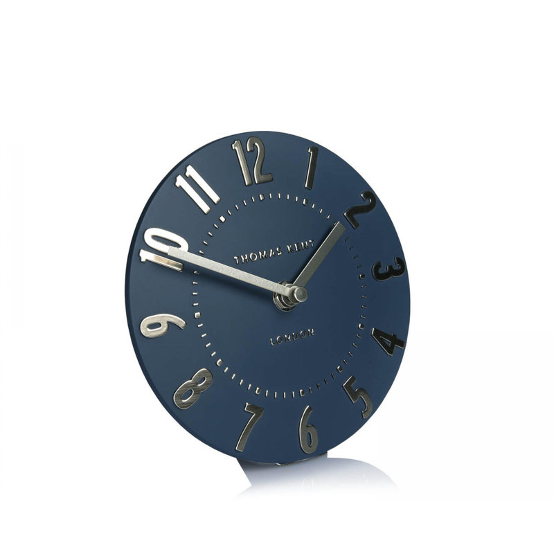 Mulberry Modern & Contemporary Analogue Metal Quartz Movement / Crystal Tabletop Clock, Midnight Blue