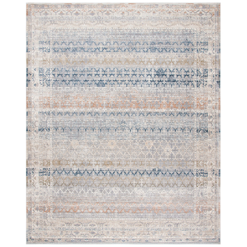 Gray and Cream Hand-Knotted Wool Area Rug, 4' x 6'