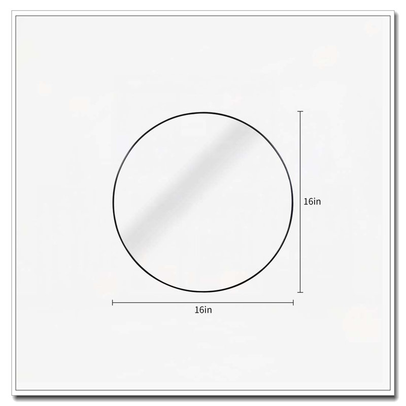 Metal Round Bathroom Mirror, Black