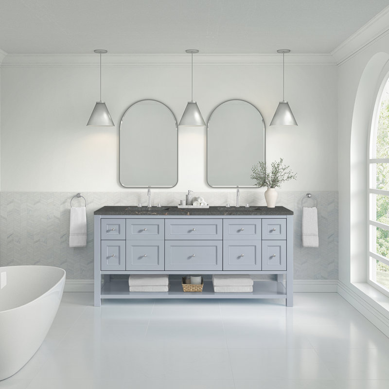 Breckenridge 72'' Double Bathroom Vanity with Top, 8" Widespread, Parisien Bleu, Serenity Blue