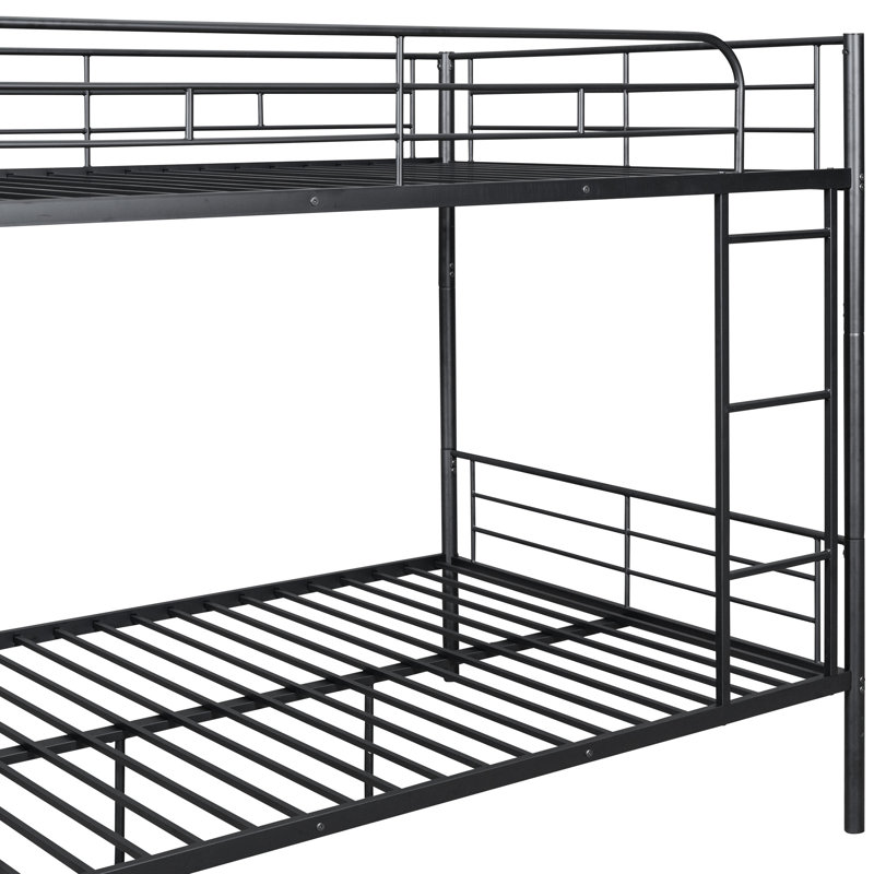 Lit double superposé noir avec structure en fer, convient pour accueillir plusieurs personnes en noir, Noir