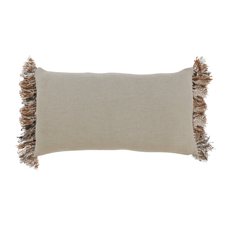 Farah 14"x26" Cotton Linen Blend Throw Pillow, Natural