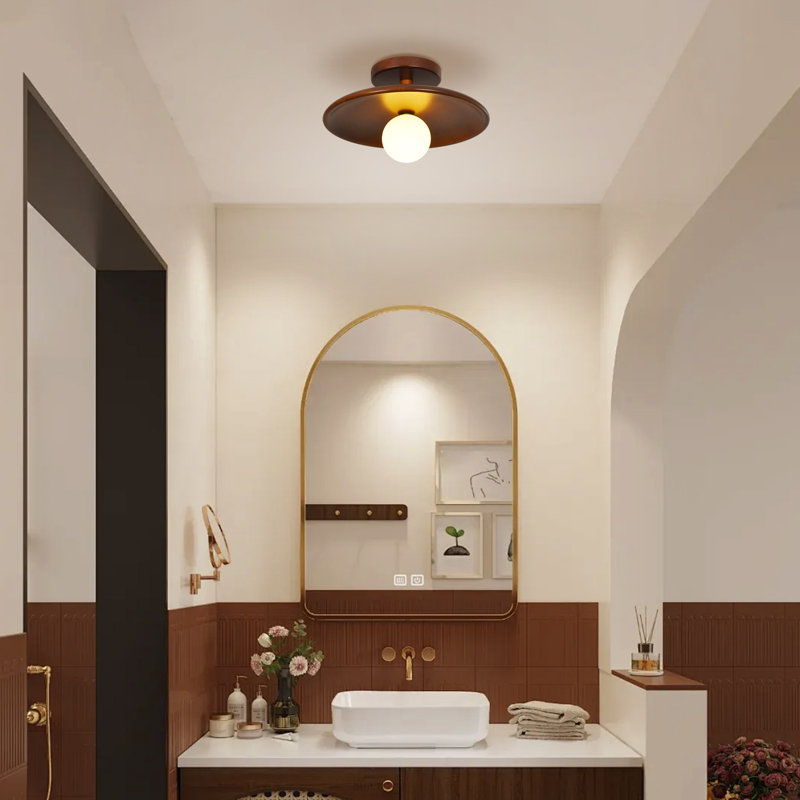 Luminaire en bois semi-encastré pour couloir de chambre à coucher, H 4,72 po x l 11,02 po x P 11,02 po