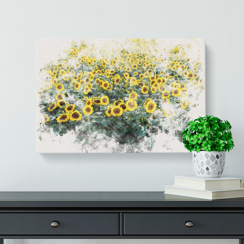 Field Of Yellow Sunflowers - Wrapped Canvas, 35cm H x 50cm W x 3cm D