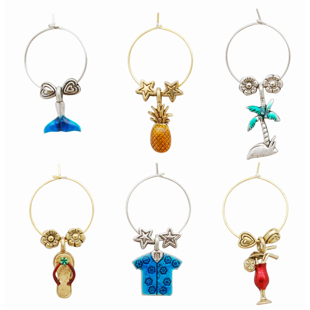 Nissa Aloha 6 Piece Wine Charm Set Ebern Designs