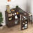 62" Wide Folding Dining Table With Rotating Top, Counter Height Table With Side Storage Cabinet, Bar Table For Kitchen Island,Walnut