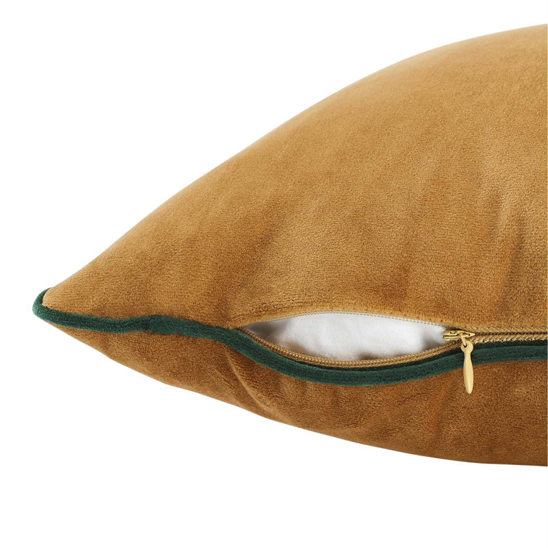 Accentuate Performance Velvet Throw Pillow by Modway, 23.5" x 23.5", Cognac/Green