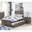 Lit gigogne simple transitionnel, gris chaud brossé au fil de fer, bois massif, grain de bois pour la chambre à coucher - look convivial-130874168