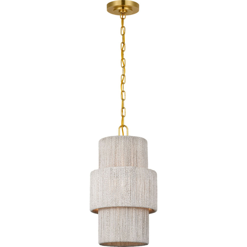 Dorado Pendant in Antique-Burnished Brass and Washed Abaca, 21" H x 11.5" W x 11.5" D