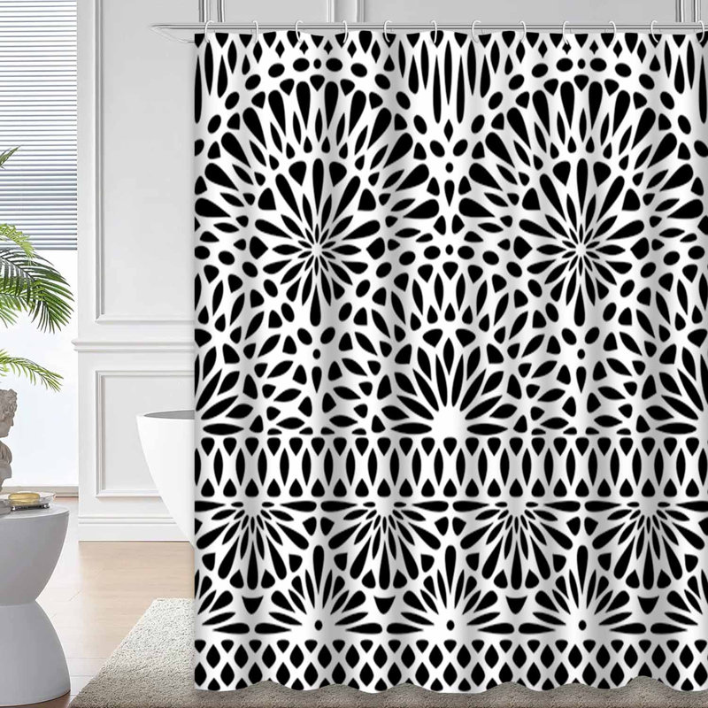 Rideau de douche noir et blanc avec 12 crochets Architecture Paris France, L 72 po x l 78 po