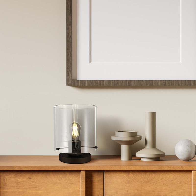 Neavins Metal Table Lamp, Matt Black, Smoked Ombre